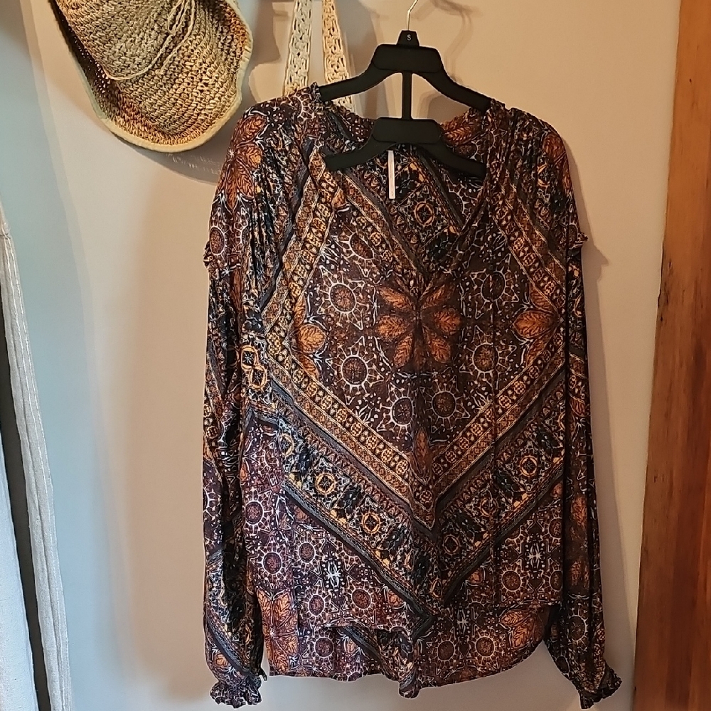 Free People Multicolor Paisley Blouse